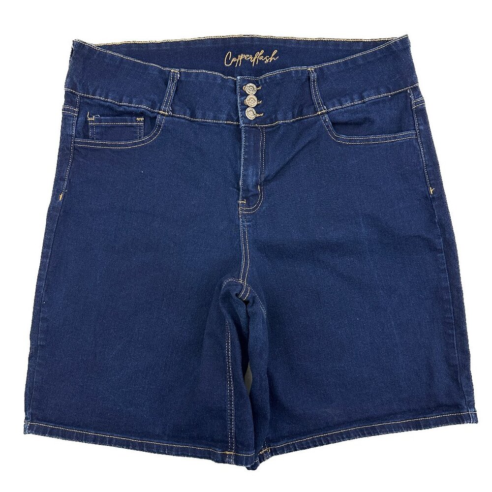 Copperflash‎ Curvy Bermuda Women's size 20W Dark Wash Blue Denim jean Shorts